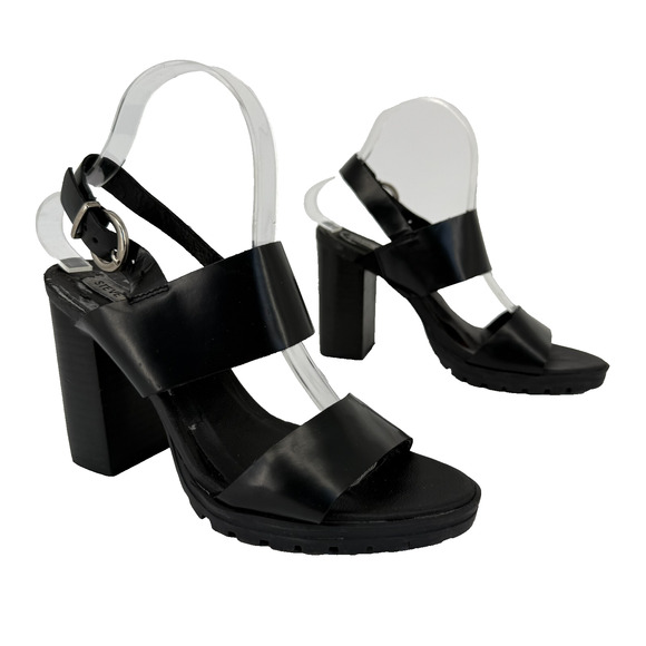 Steve Madden Women's Emil Block Heel Biker 90s Sandals Chunky Leather Size 8M - Picture 1 of 9
